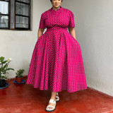 EVE Plus Size Polka Dot Print Big Swing Maxi Dress NNWF-8079