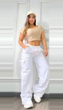 EVE Casual Solid Coor Loose Straight Pants OLYF-6178