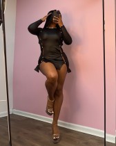EVE Sexy Diamond Encrusted Leather Mini Dress GDYF-6808