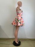 EVE Print Halter Princess Bubble Mini Dress QODY-6057