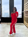 EVE Stripe Patchwork Zipper Long Sleeve Pants 3 Piece Set  SFY-702