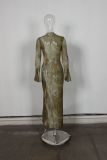 EVE Mesh See Through Flare Sleeve Maxi Derss YWXS-XS-L45412