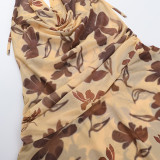 EVE Pocket Neck Halter Backless Printed Dress FL-YJ25031MHO