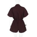 EVE Solid Color Shirt Neck Romper FL-YJ25039PFO