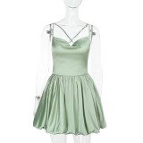 EVE Sexy Backless Tie Up Mini Dress FL-YJ25047DGO