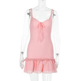 EVE V Neck Solid Color Vest Mini Dress FL-YJ24685MHO