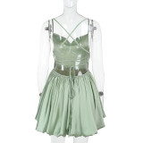 EVE Sexy Backless Tie Up Mini Dress FL-YJ25047DGO