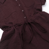 EVE Solid Color Shirt Neck Romper FL-YJ25039PFO