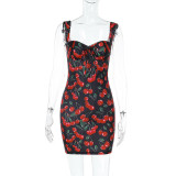 EVE Cherry Print Halter Mini Dress FL-XY24644PFO