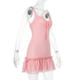 EVE V Neck Solid Color Vest Mini Dress FL-YJ24685MHO