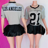 EVE Printed Colorblocked Loose Sport T-Shirt YWXS-XS-L445101