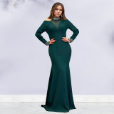 EVE Long Sleeve Hot Drill Solid Color Maxi Dress BY-7270