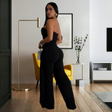 EVE Tube Tops Backless Buttoned Jumpsuit BY-7205