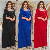 EVE Cape Sleeve Rhinestone Split Dress BY-7259