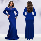 EVE Long Sleeve Hot Drill Solid Color Maxi Dress BY-7270