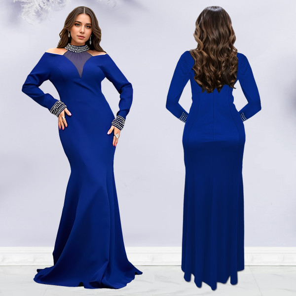 EVE Long Sleeve Hot Drill Solid Color Maxi Dress BY-7270