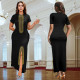 EVE Short Sleeve Hot Drill Slim Maxi Dress BY-7261