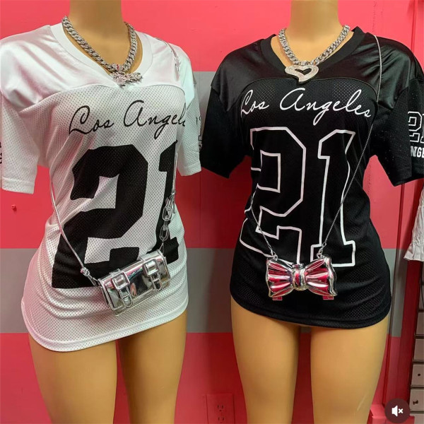 EVE Printed Colorblocked Loose Sport T-Shirt YWXS-XS-L445101