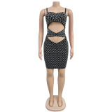 EVE Sexy Hot Drill Hollow Out Sing Mini Dress BY-7209