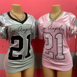 EVE Printed Colorblocked Loose Sport T-Shirt YWXS-XS-L445101