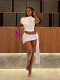 EVE Solid Color Slash Neck Tops And Skirts 2 Piece Set YWXS-XS-XSL445010