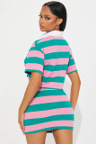 EVE Stripe Lapel Two Piece Skirts Set GMJL-XX001