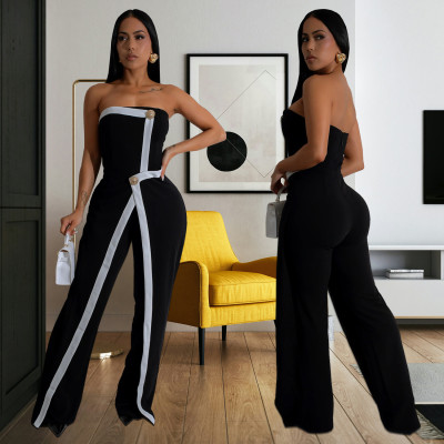 EVE Tube Tops Backless Buttoned Jumpsuit BY-7205