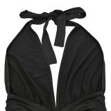 EVE Halterneck Deep V Neck Split Maxi Dress BY-7225