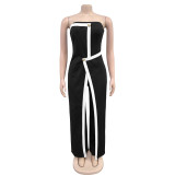 EVE Tube Tops Backless Buttoned Jumpsuit BY-7205