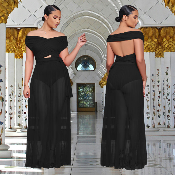 EVE Sexy Solid Color Off Shoulder Maxi Dress BY-7251