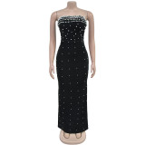 EVE Tube Tops Bubble Bead Split Backless Maxi Dress  BY-7218