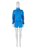 EVE Long Sleeve Zipper Two Piece Shorts Set CH-25020
