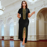 EVE Short Sleeve Hot Drill Slim Maxi Dress BY-7261