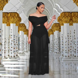 EVE Sexy Solid Color Off Shoulder Maxi Dress BY-7251