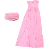 EVE Shawl Sleeveless Strapless Wrap Chest Mesh Dress DLSF-K25S65666