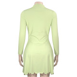 EVE Solid Color Long Sleeve Mini Dress GAXB-A672DS
