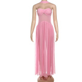 EVE Shawl Sleeveless Strapless Wrap Chest Mesh Dress DLSF-K25S65666