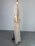 EVE Loose V Neck Stripe Two Piece Pants Set GCNE-HK72391