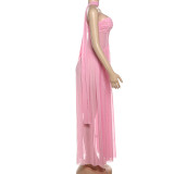 EVE Shawl Sleeveless Strapless Wrap Chest Mesh Dress DLSF-K25S65666
