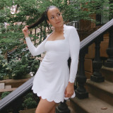EVE Solid Color Long Sleeve Mini Dress GAXB-A672DS