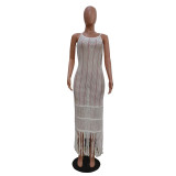 EVE Casual Knits Sleeveless Tassel Beach Long Dress TR-1326
