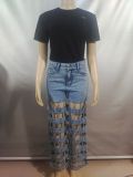 EVE Fashion Hollow Out Holes Straight Jeans GAKF-50404