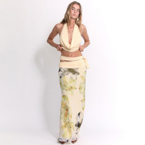 EVE Sexy Backless Halterneck Tops Long Skirts 3 Piece Set XEF-K25S67406