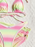 EVE Gradient Color Tie Up Bikinis Swimsuit 3 Piece Set CASF-6771