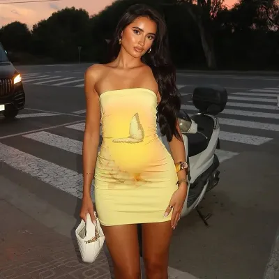 EVE Tube Tops Butterfly Print Mini Dress GPBY-DR926