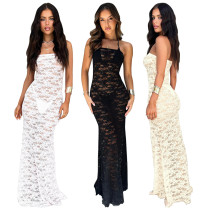 EVE Lace See Through Slim Maxi Dress MZ-2901