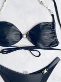 EVE Solid Color Backless Bikinis Two Piece Swimsuit CASF-6707