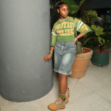 EVE Fashion Washed Denim Fifth Pants GAKF-50418