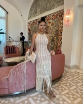 EVE Casual Knits Sleeveless Tassel Beach Long Dress TR-1326