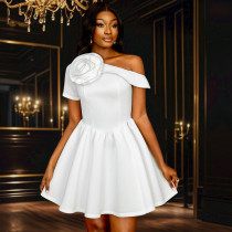 EVE Solid Color Off Shoulder Mini Dress GKEN-041243